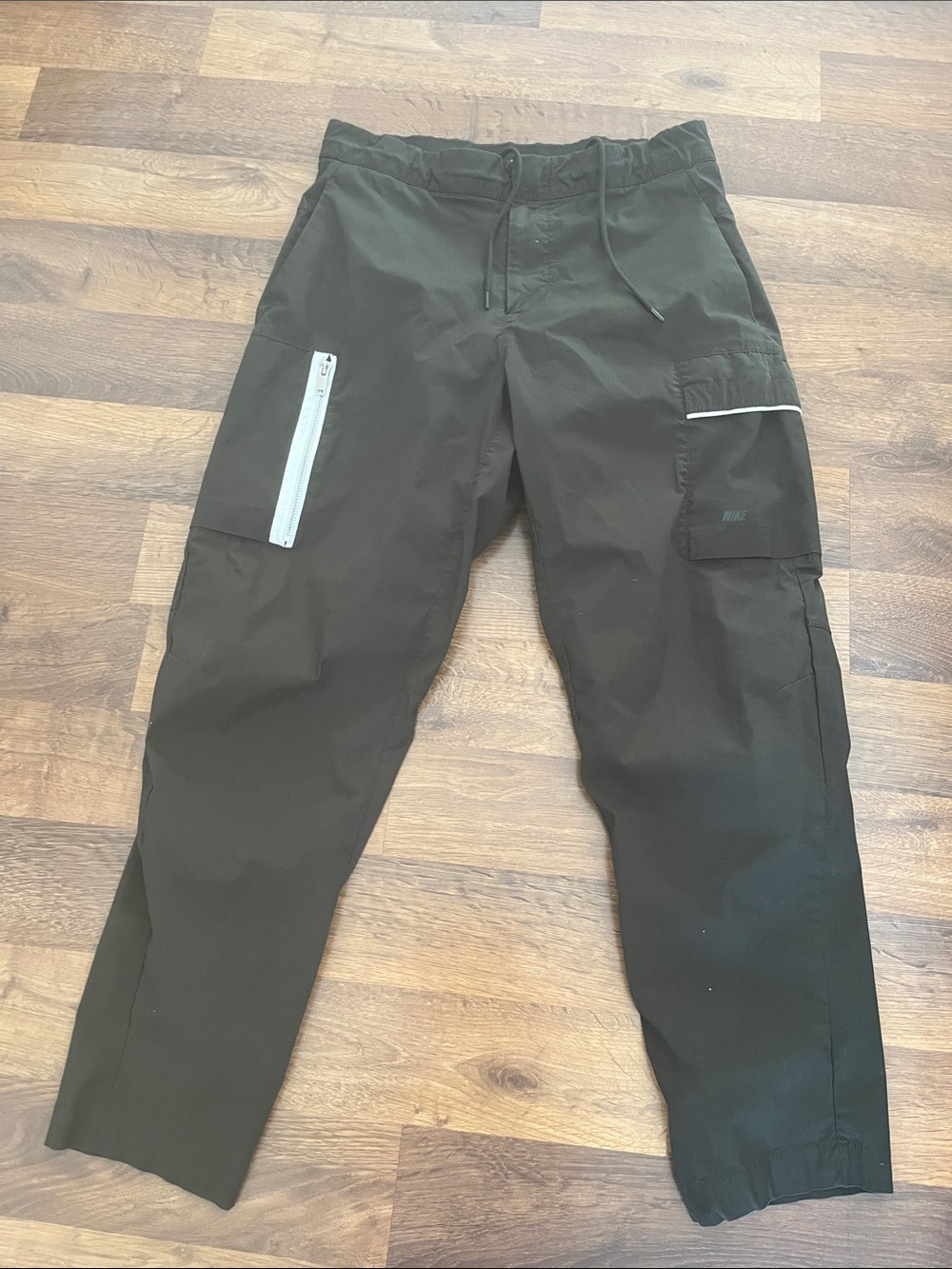 Nike Utility Pants Dark Green Cargo Elastic Drawstring Waist Size 32